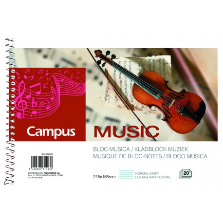Bloc Música Campus University Formato Cuarto 20 hojas. Pentagrama Normal