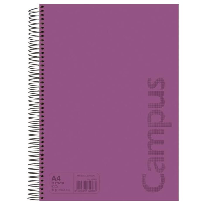 Cuaderno A4 80h tapa polipropileno 90gr pauta 3.5