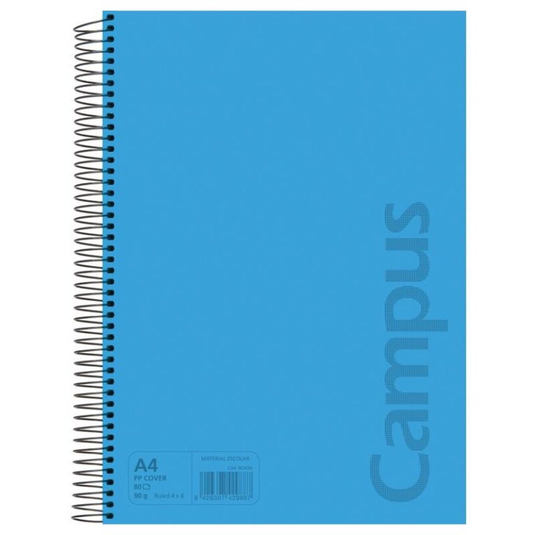 Cuaderno A4 80h tapa polipropileno 90gr pauta 3.5