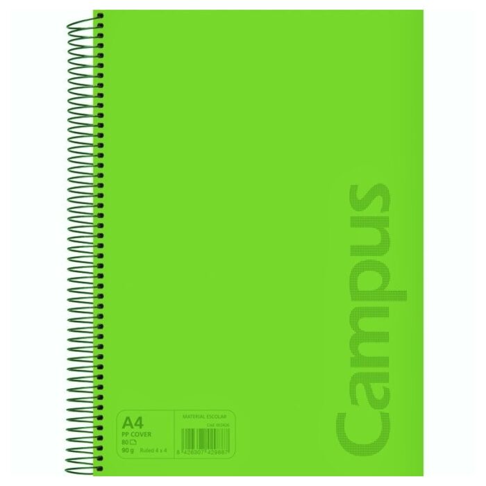 Cuaderno A4 80h tapa polipropileno 90gr pauta 3.5