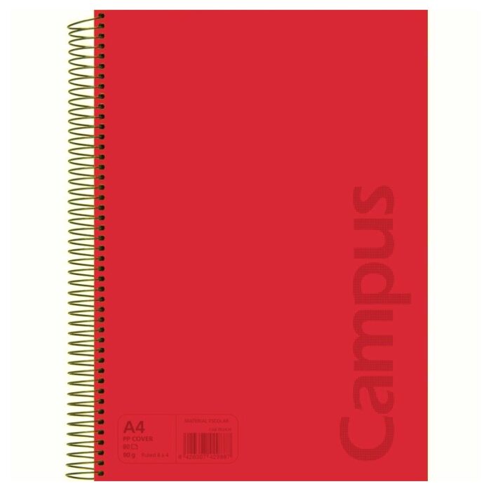 Cuaderno A4 80h tapa polipropileno 90gr pauta 3.5