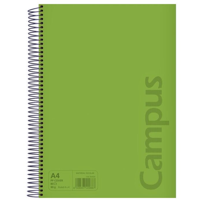 Cuaderno A4 80h tapa polipropileno 90gr pauta 3.5