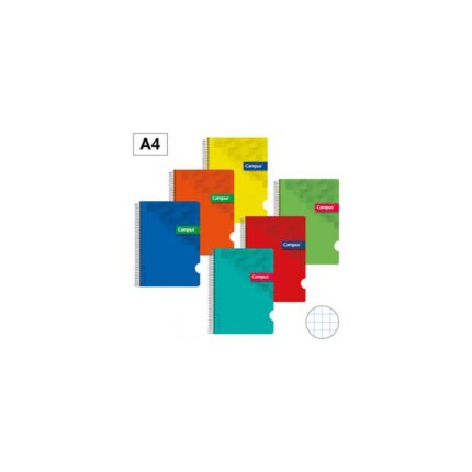 Cuaderno A4 80h tapa polipropileno 90gr cuadrícula 5x5