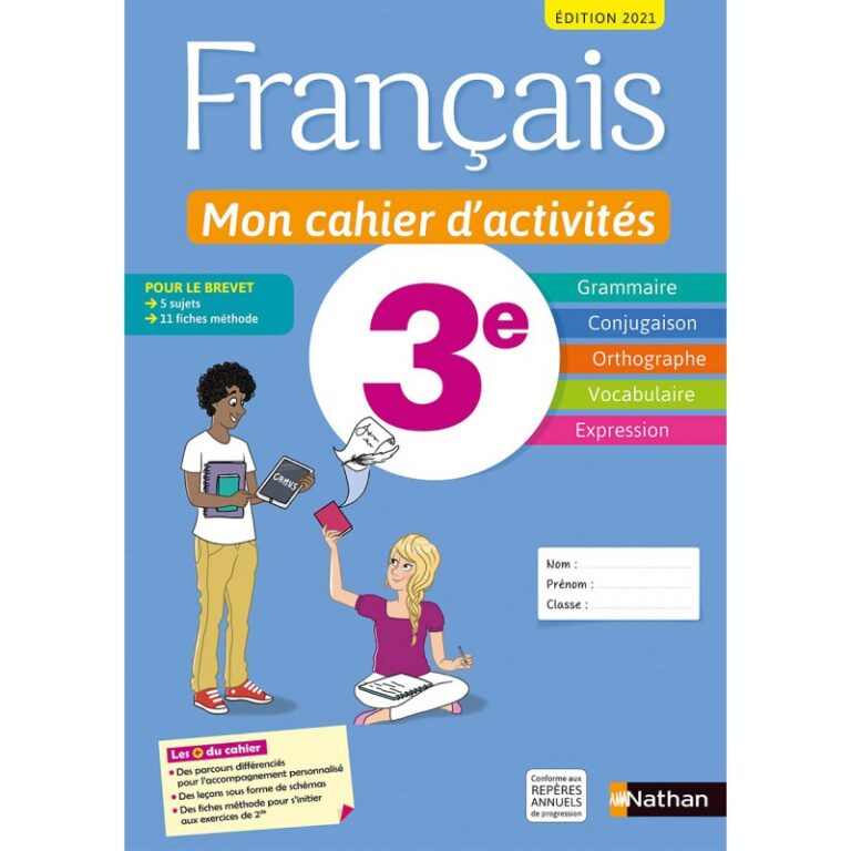 Mon cahier d’activités 3e -  nueva edición 2021 (9782091712970 ) sustituye a9782091712932